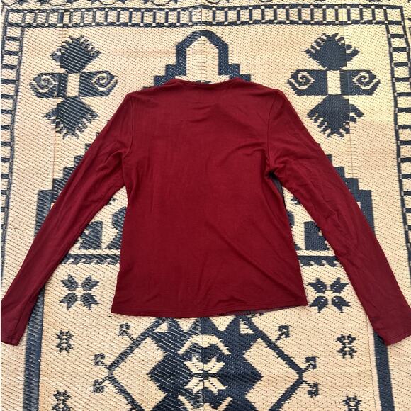 Michael Stars | Vintage Y2K Leather Mixed Media Asymmetric Zip Jacket Burgundy S - Picture 6 of 7